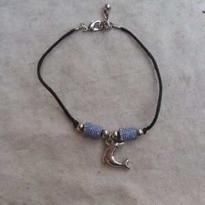 Silver Dolphin & Fimo Bead Bracelet